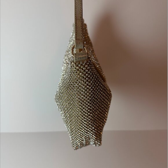 Loeffler Randall Gold Rhinestone Mesh Baguette Bag - Picture 8 of 13